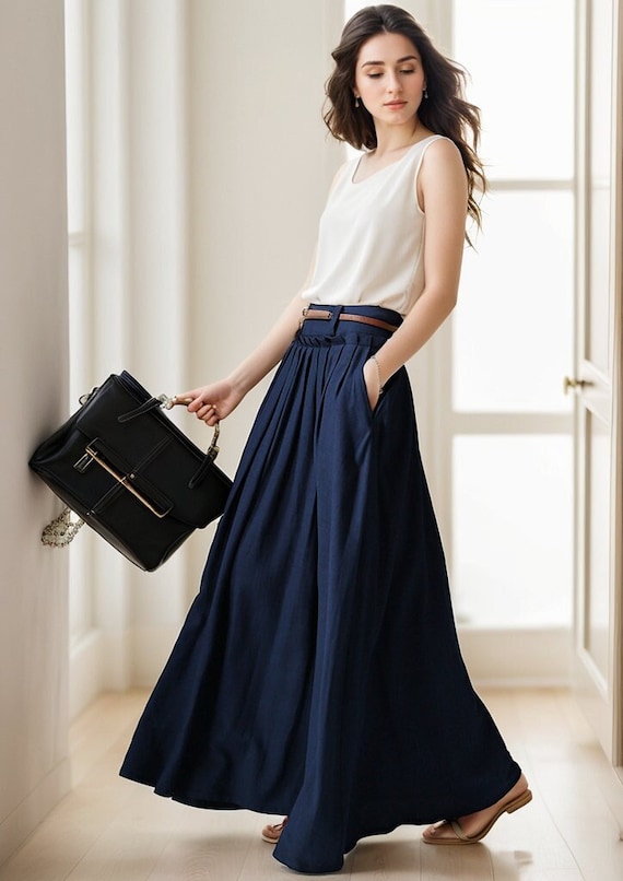 Swing Long Linen Maxi skirt for women 5132 Swing Long Linen Maxi skirt for women 5132