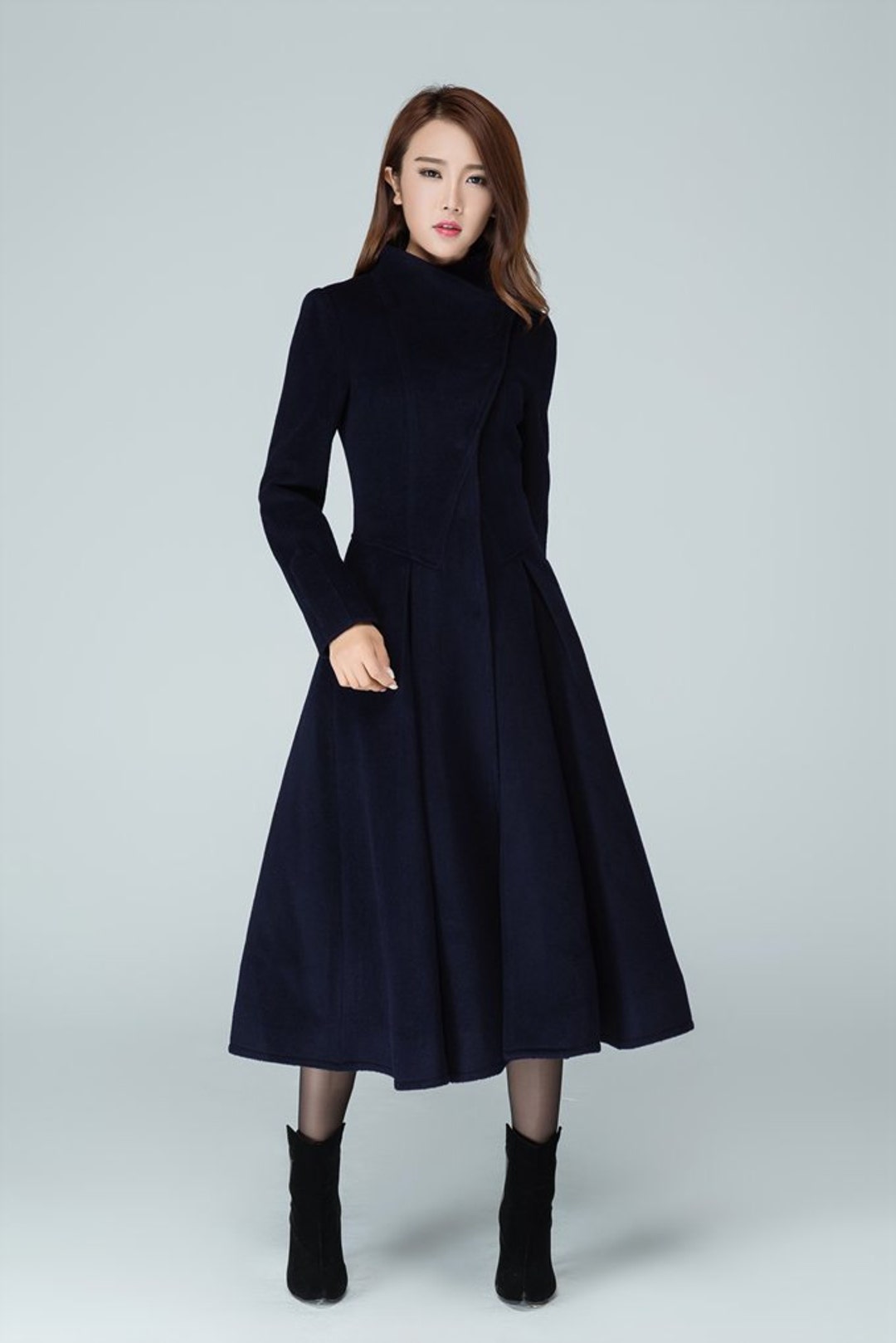 Wool Coat, Gray Wool Coat Women, Winter Coat Women, Asymmetrical Wool Coat,  Womens Coat Vintage, Autumn Winter Outerwear, Ylistyle C257501 