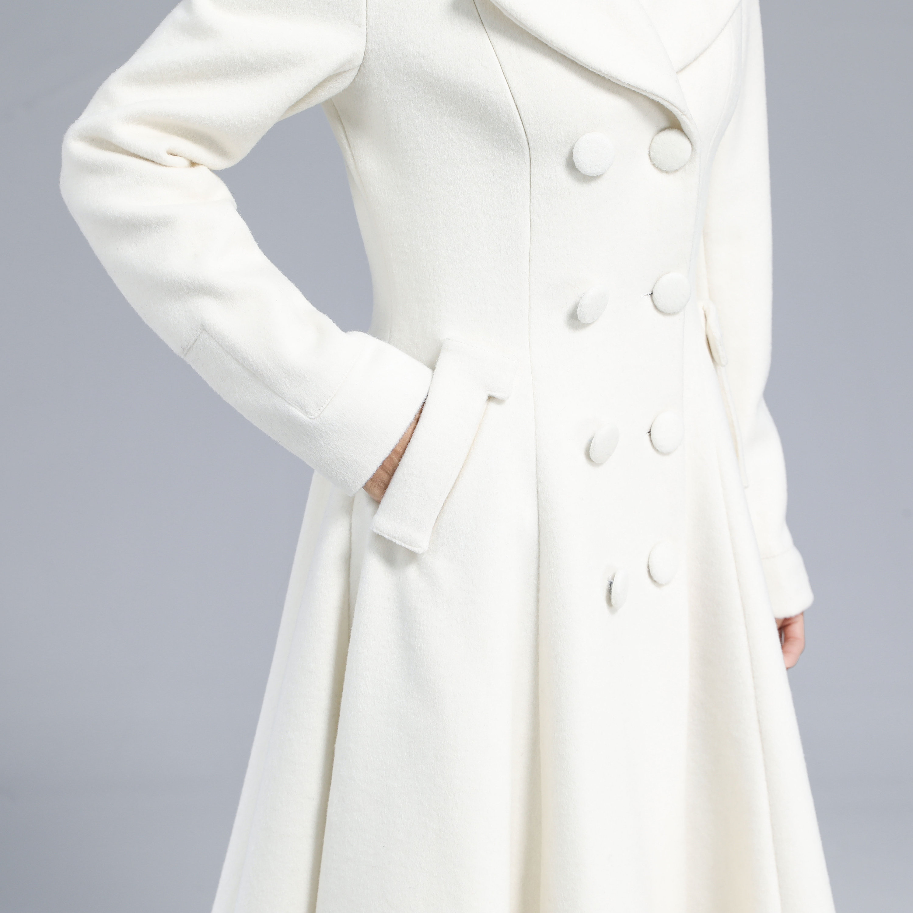 white skirted coat