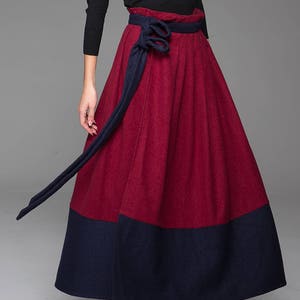 Long Wrap skirt, wool skirt, maxi skirt, patchwork skirt, winter skirt, modern clothing, pleated skirt, unique skirt, gift for mom MM68 image 7