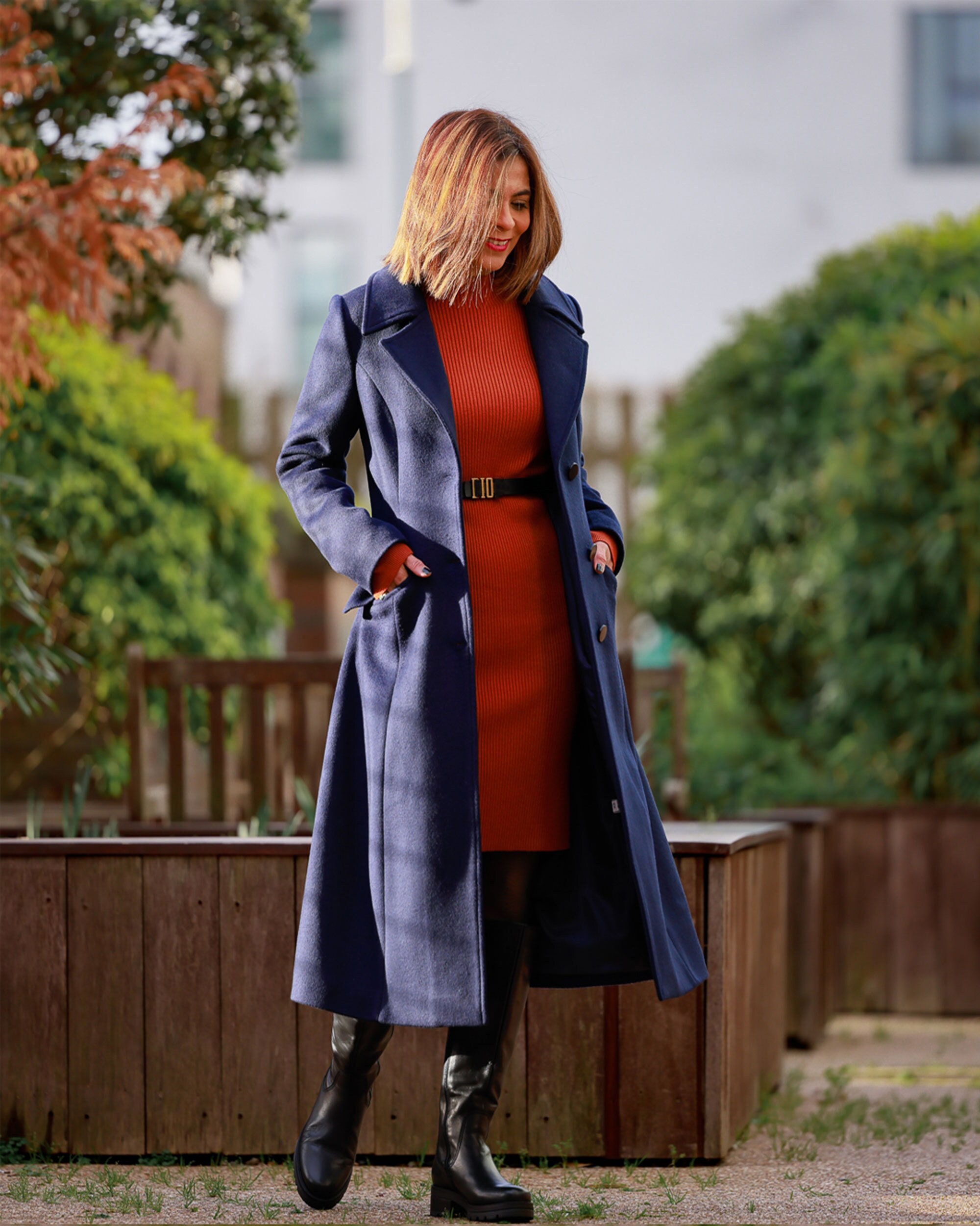 Wool Coat, Long Wool Coat, Belted Wool Coat Women, Navy Blue Wool Coat, Long Wool Coat, Belted Wool Coat Women, Navy Blue