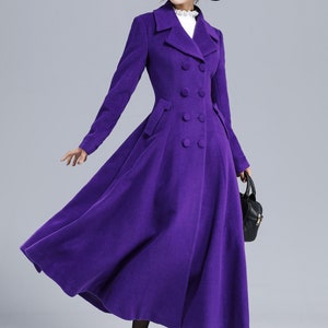 Vintage Inspired Purple Wool Trench Coat Women, Princess Coat, Notched ...