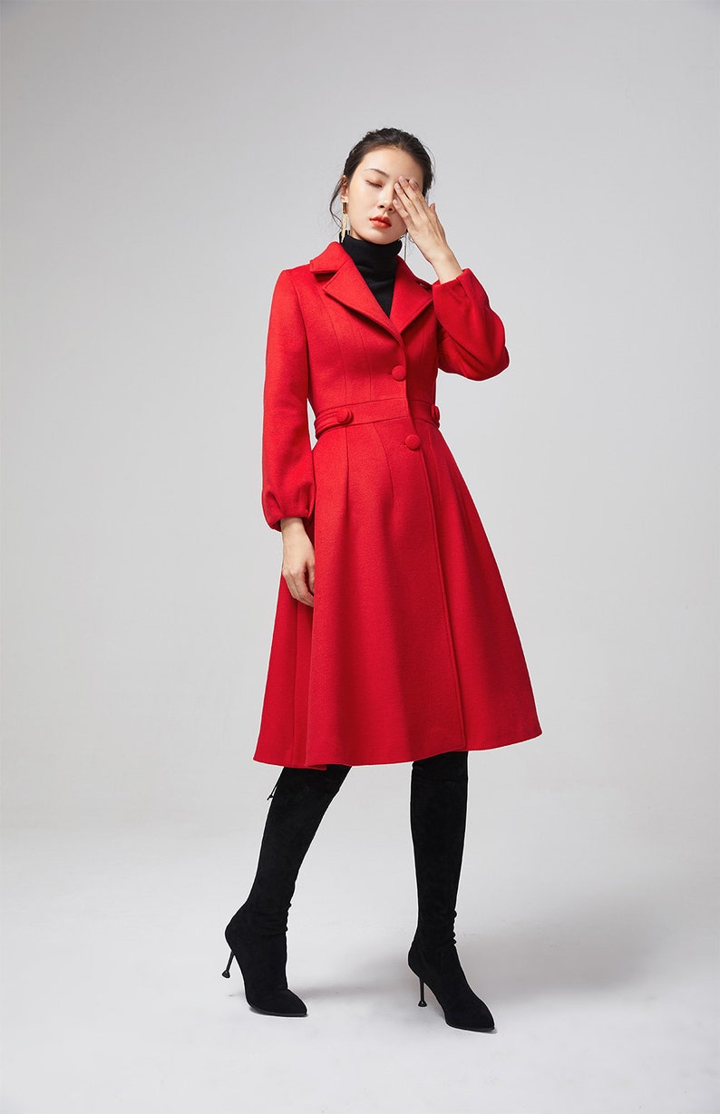 red midi coat