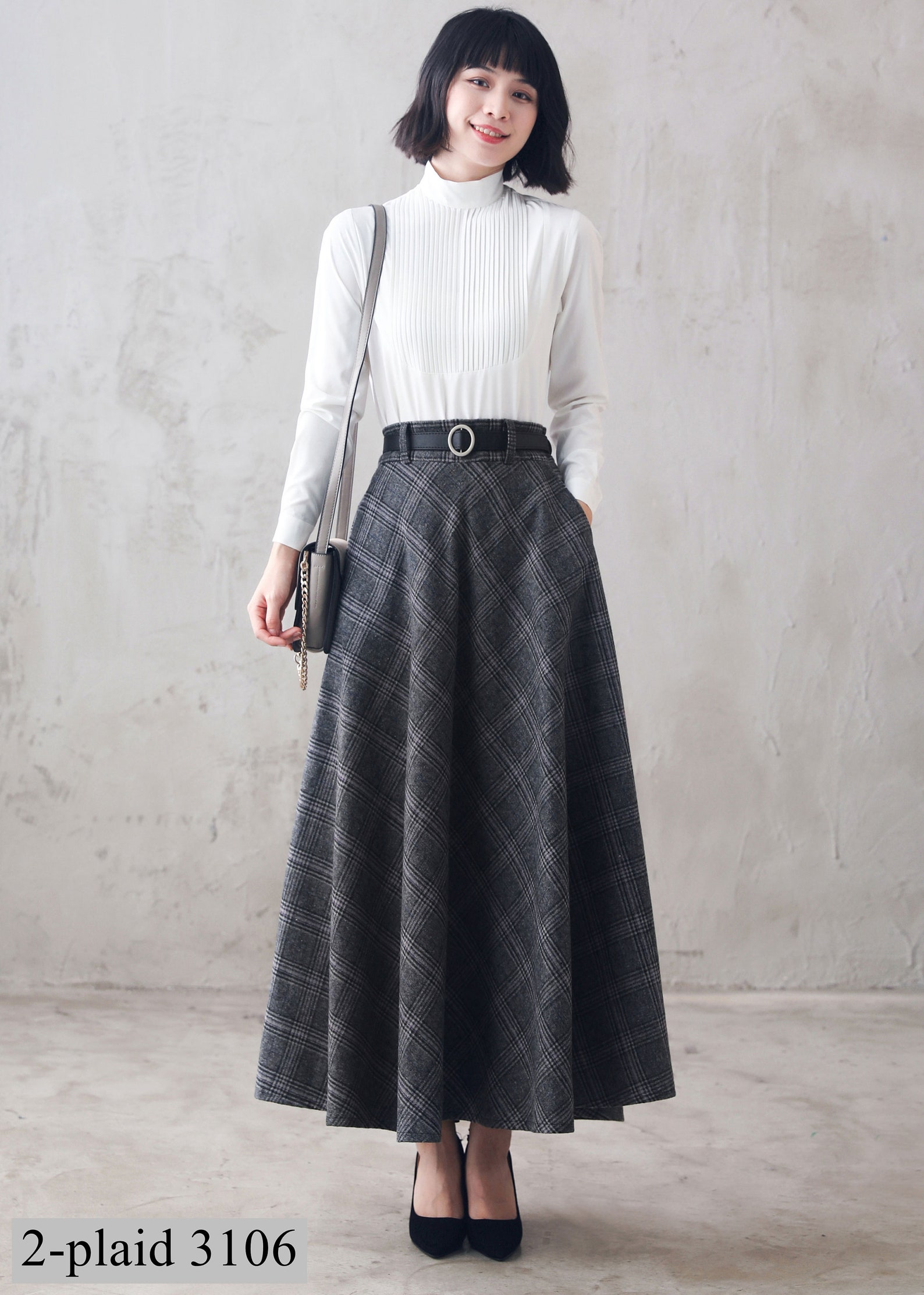 Tanming Wool Layered Midi Skirt Size XL
