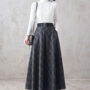 Tartan Long Wool Skirt Women, Wool Maxi Skirt, Plaid Wool Skirt, High Waist Flared Skirt, 1940s A Line Skirt, Warm Autumn Winter Skirt 3108 2-plaid 3106