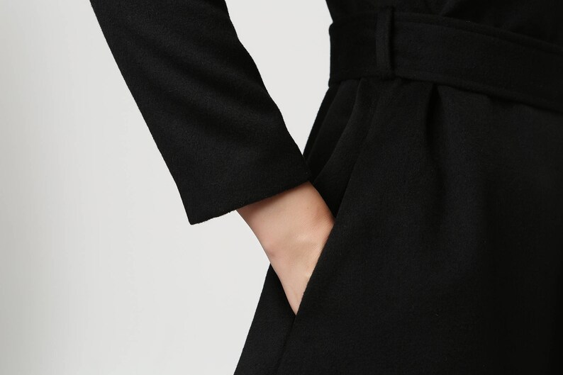 Black wool coat Knee length coat wool coat black coat Etsy