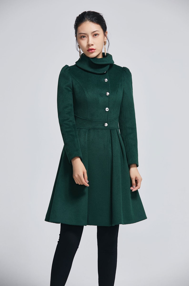 Princess wool coat button coat fit and flare coat elegant | Etsy