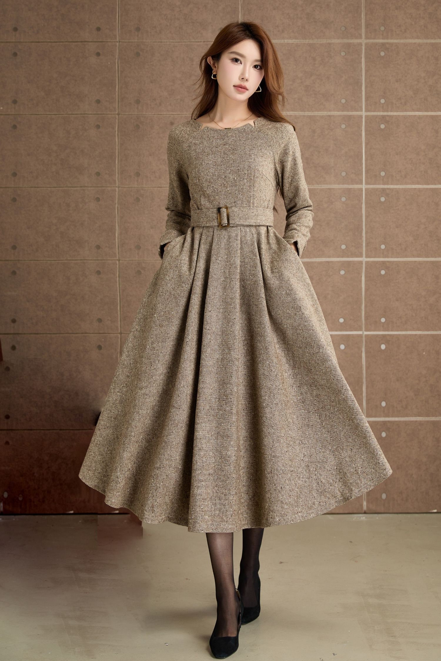 Wool Dress, Midi Dress, Womens Long Wool Dress, Fall Winter Dress Women, Swing Dress, Belted Wool Dress, Custom Dress, Xiaolizi 5361 - Etsy Wool Dress, Midi Dress, Womens Long Wool Dress, Fall Winter Dress Women, Swing Dress, Belted Wool Dress, Custom Dress, Xiaolizi 5361 - Etsy