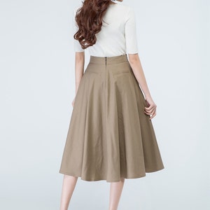 Flared Midi Skirt in Brown High Waist Skirt Swing Skirt With - Etsy