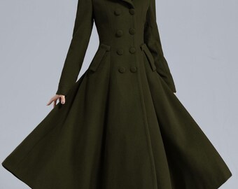 Burgundy Wool Coat, 1950s Long Wool Princess Coat, Wool