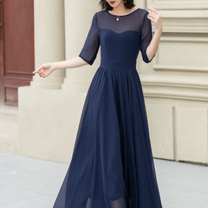 Maxi robe en mousseline de soie, robe ajustée et évasée en mousseline de soie, robe pour femme, robe d'été, robe évasée, robe de bal, robe de soirée, robe sur mesure, Xiaolizi5143 image 2