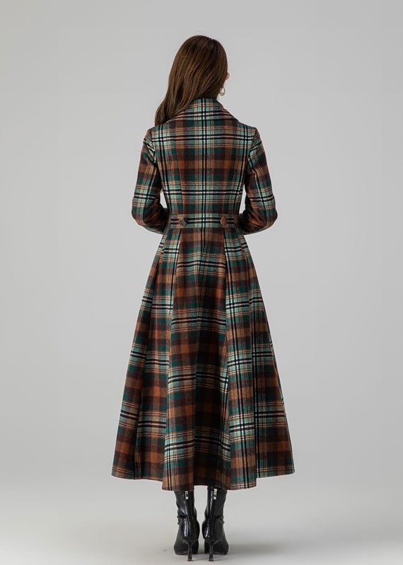 Plaid Vintage inspired Long wool coat 4510 Plaid Vintage inspired Long wool coat 4510