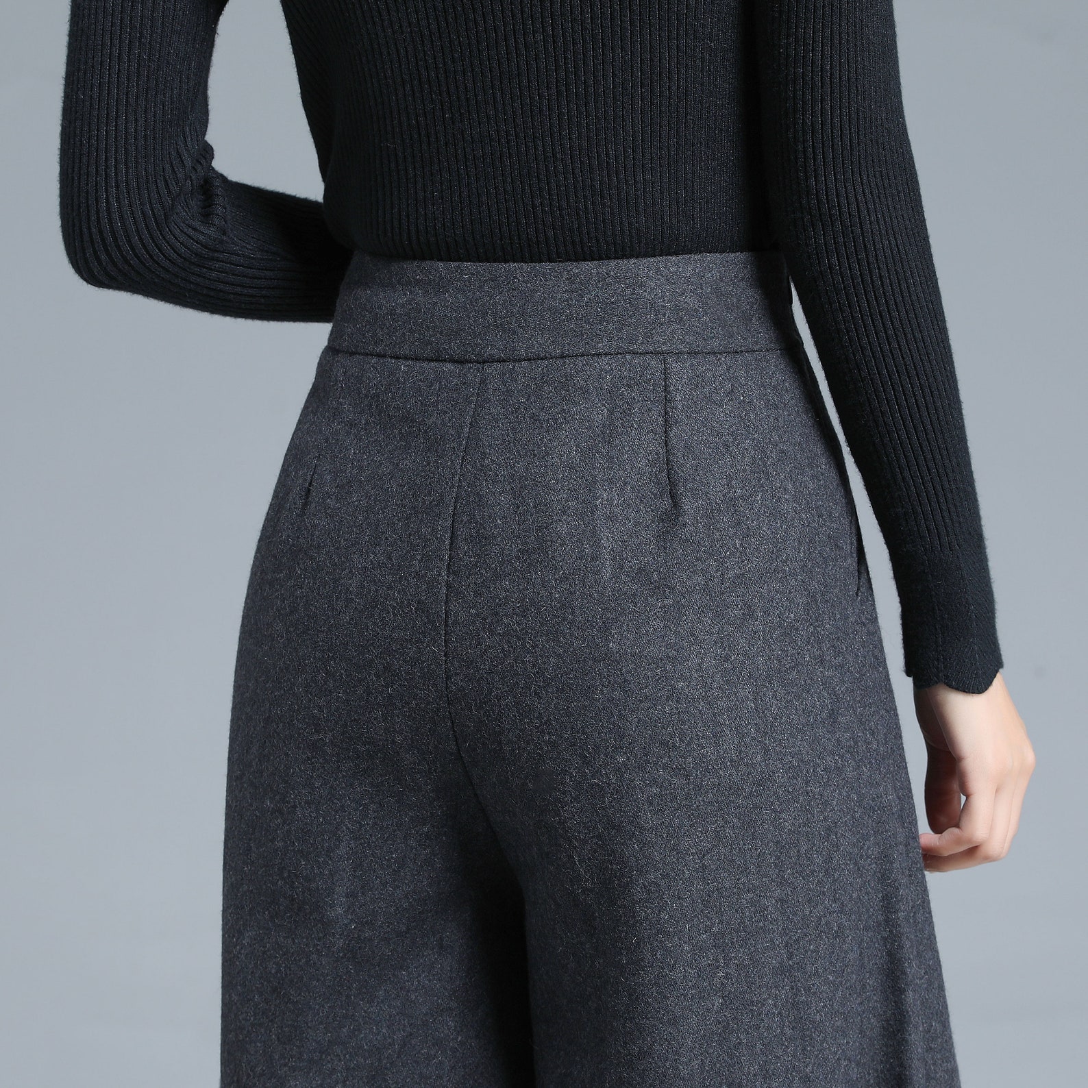 Winter Wool Pants Women Wool Palazzo Pants Wool Culotte Etsy
