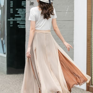 Chiffon Skirt Women Split Boho Long Maxi Bow Tie Waist Tulle