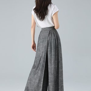 Linen pants, Skirt pants, Gray Linen pants, Wide leg pants, Capri pants, Wrap Linen pants, palazzo pants, casual pant, summer pants 4938 image 5