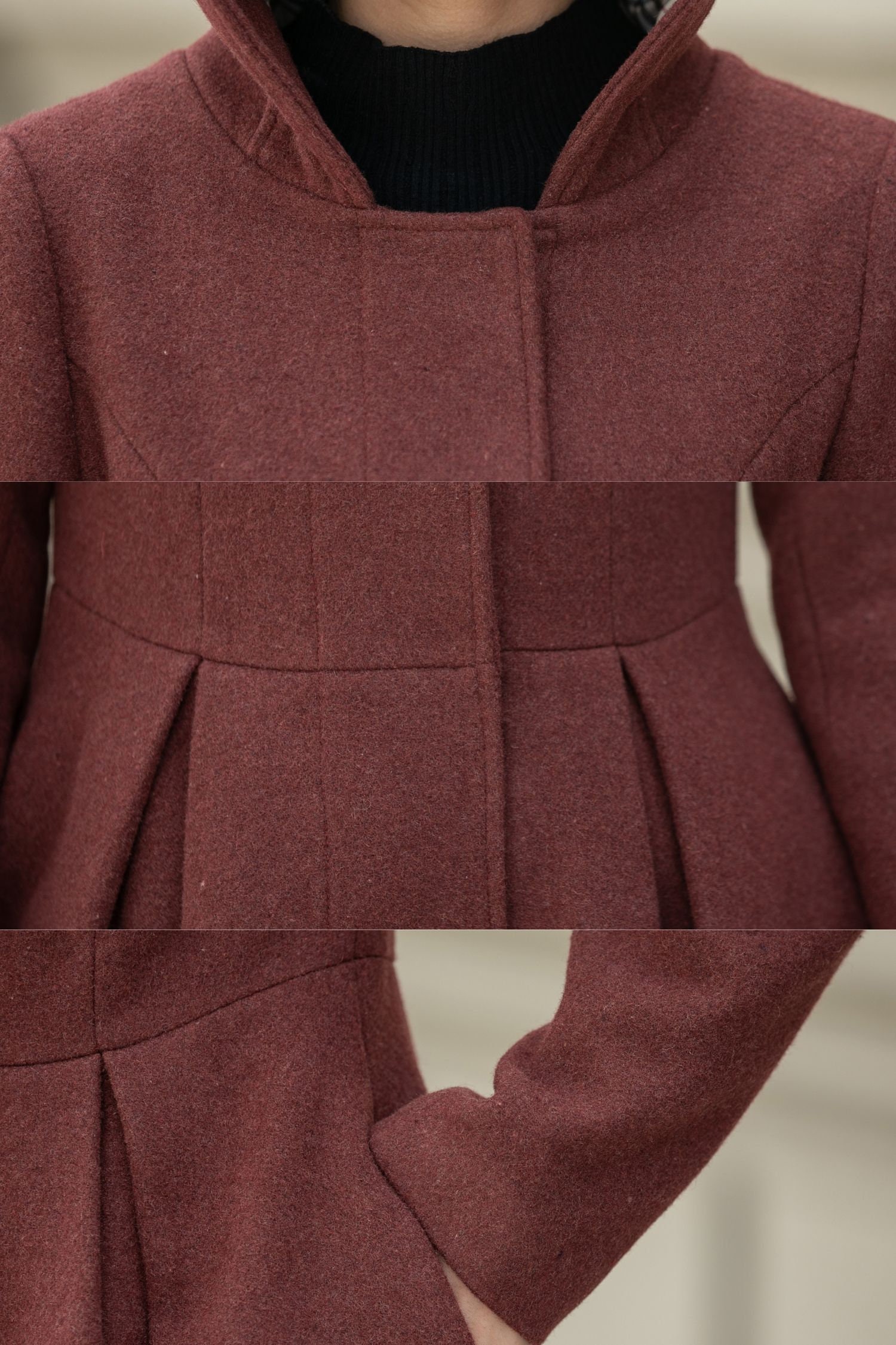 Wool coat Hooded wool coat Womens wool coat Winter coat women Swing coat A Line Coat Daily coat Handmade coat Xiaolizi 5347