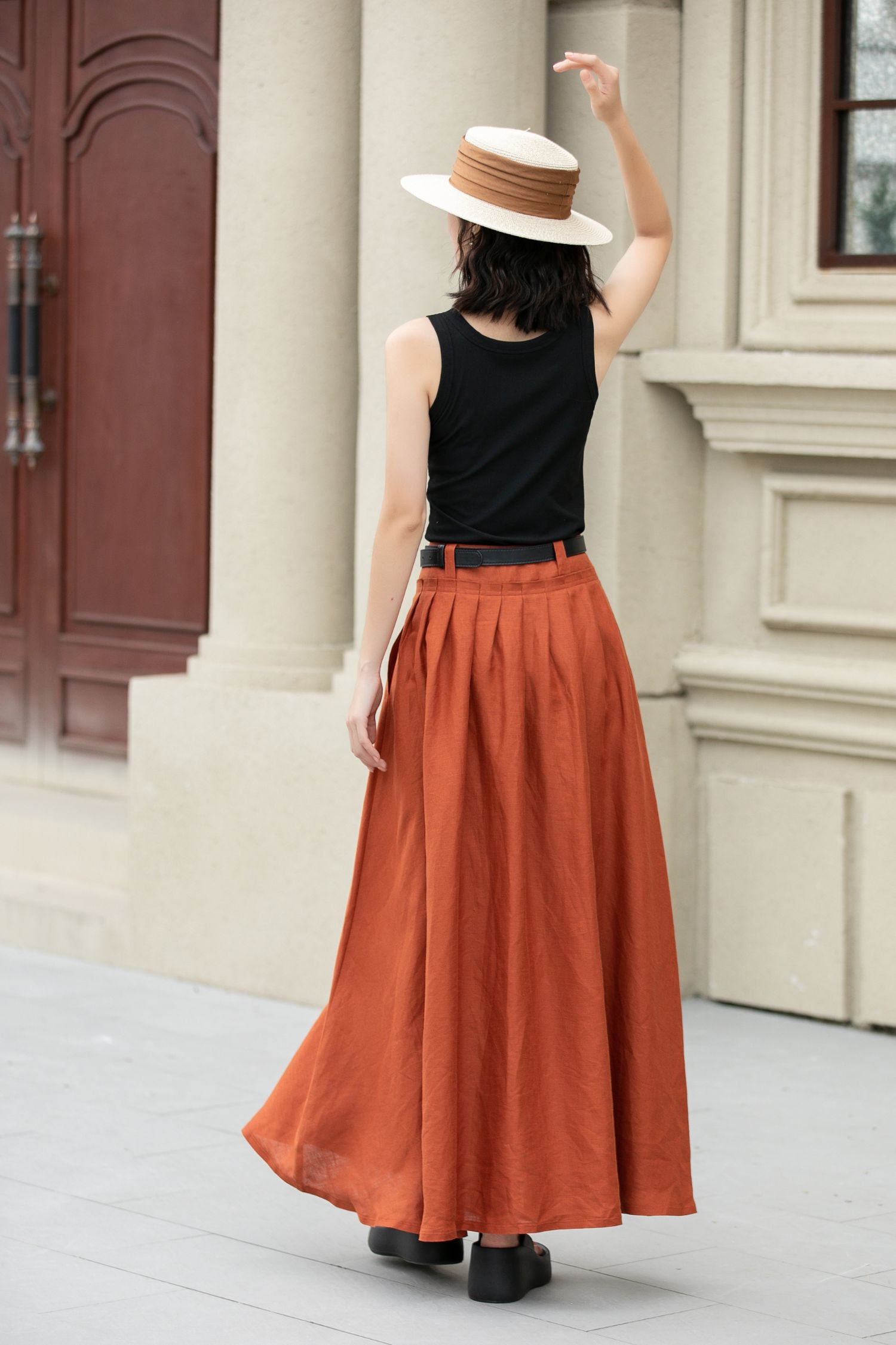 unoa Noble skirt variation【Long】pull on Noble Utility Skirt in Ash