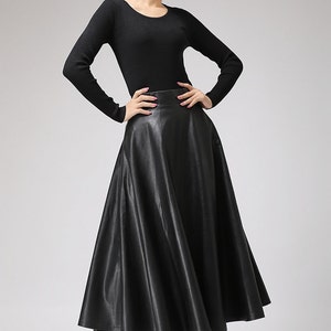 Black PU skirt maxi skirt long skirt 0719 Black PU skirt maxi skirt long skirt 0719