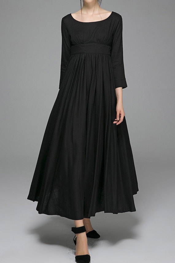 black empire waist dress