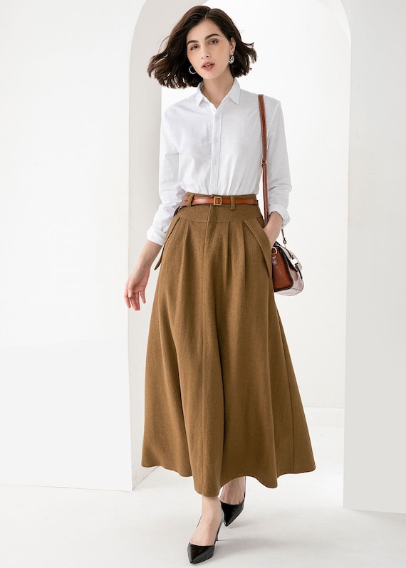 Brown a line winter wool skirt women 5483 Brown a line winter wool skirt women 5483