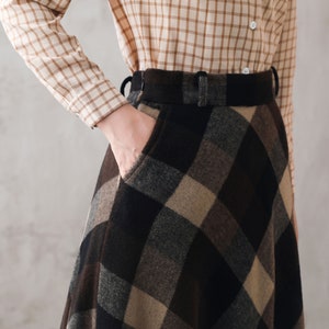 Tartan Long Wool Skirt Women, Wool Maxi Skirt, Plaid Wool Skirt, High Waist Flared Skirt, 1940s A Line Skirt, Warm Autumn Winter Skirt 3108 image 5