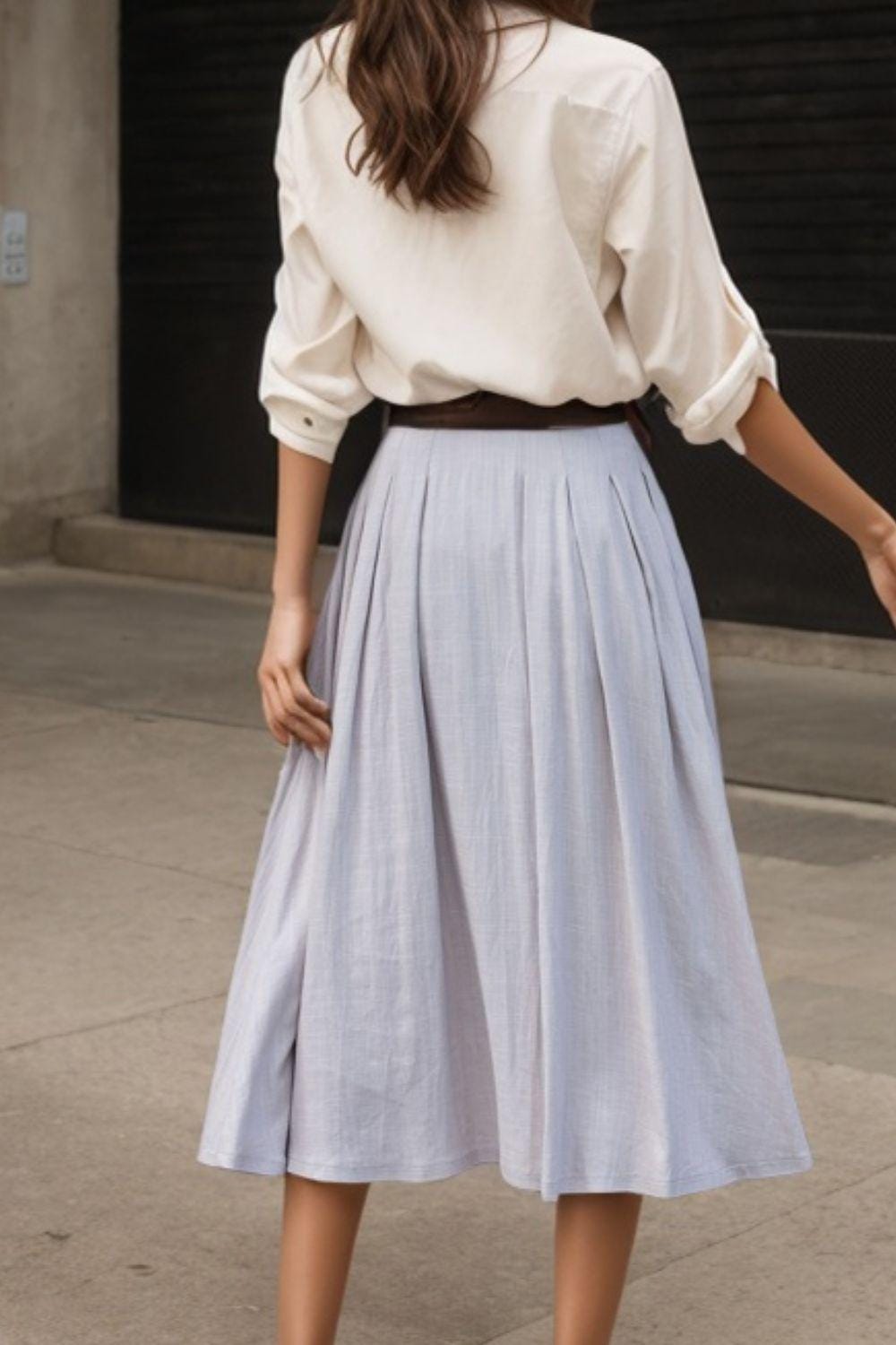 スカート philme pleats skirt gray Dunst Grey Ribboned Pleats Skirt