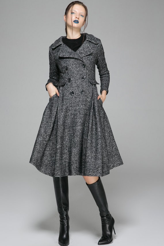 fitted long black coat