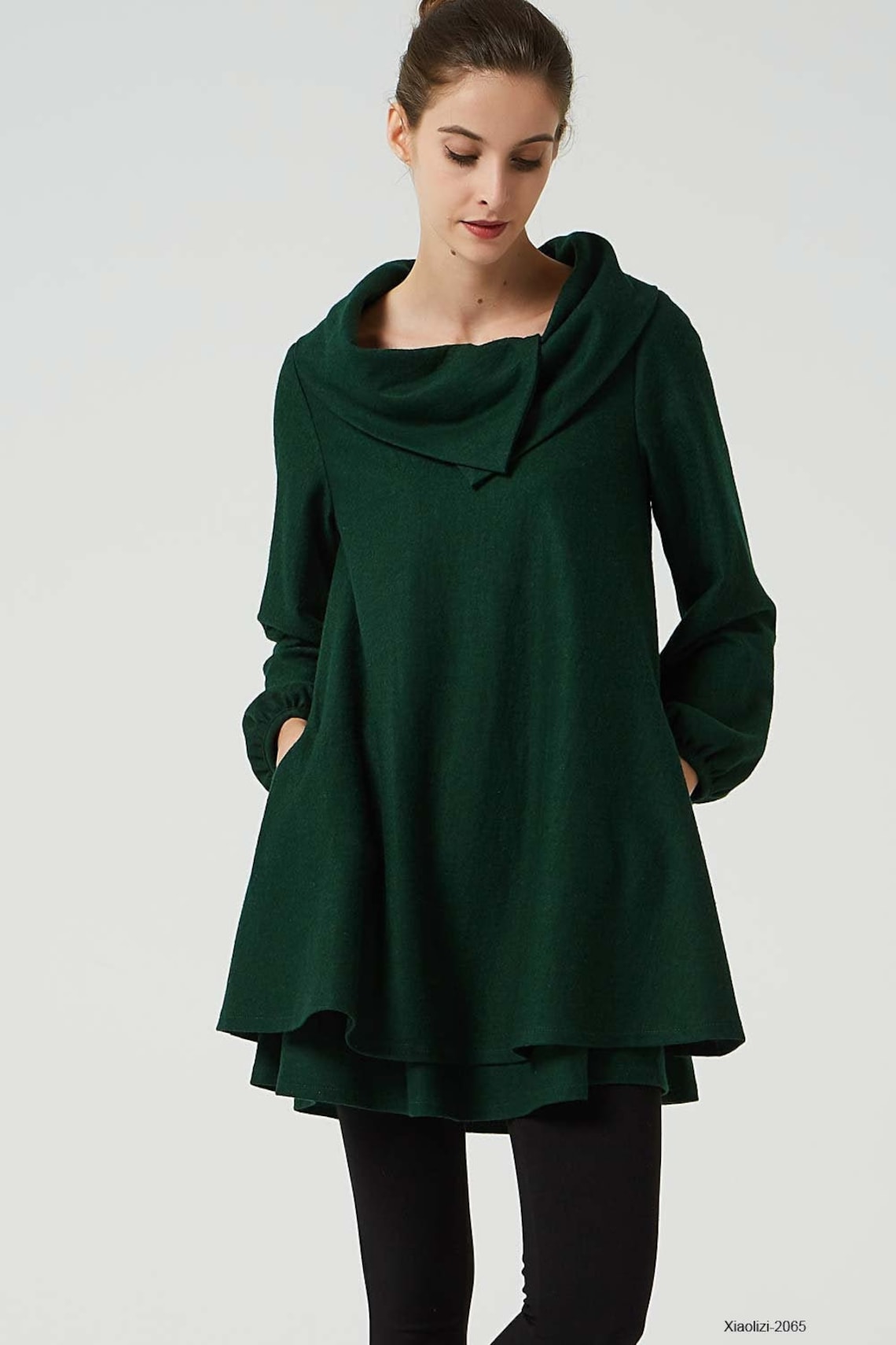 Green Wool Tunic Winter Dresses for Women loose fitting Fall Etsy