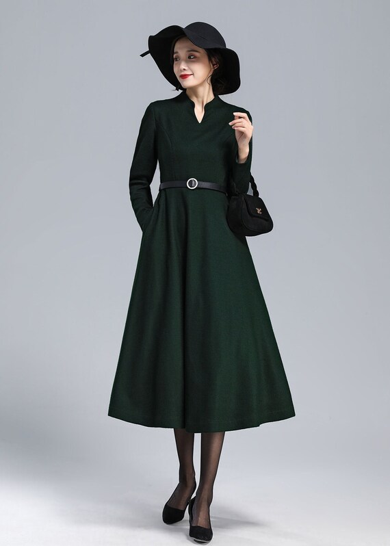 green winter dress