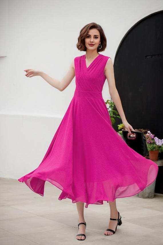 Eco-Friendly Bridesmaid Dress, Sleeveless Chiffon maxi Dress, Summer Red V Neck Wedding outfit, Swing Boho Chiffon Dress, Xiaolizi 5173 Eco-Friendly Bridesmaid Dress, Sleeveless Chiffon maxi Dress, Summer Red V Neck Wedding outfit, Swing Boho Chiffon Dress, Xiaolizi 5173