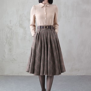 Midi Wool Skirt, Wool Plaid Skirt, Winter Circle Wool Skirt, Swing Skirt, A-Line Midi Skirt, High Waist wool Skirt, Handmade Skirt 3839 plaid