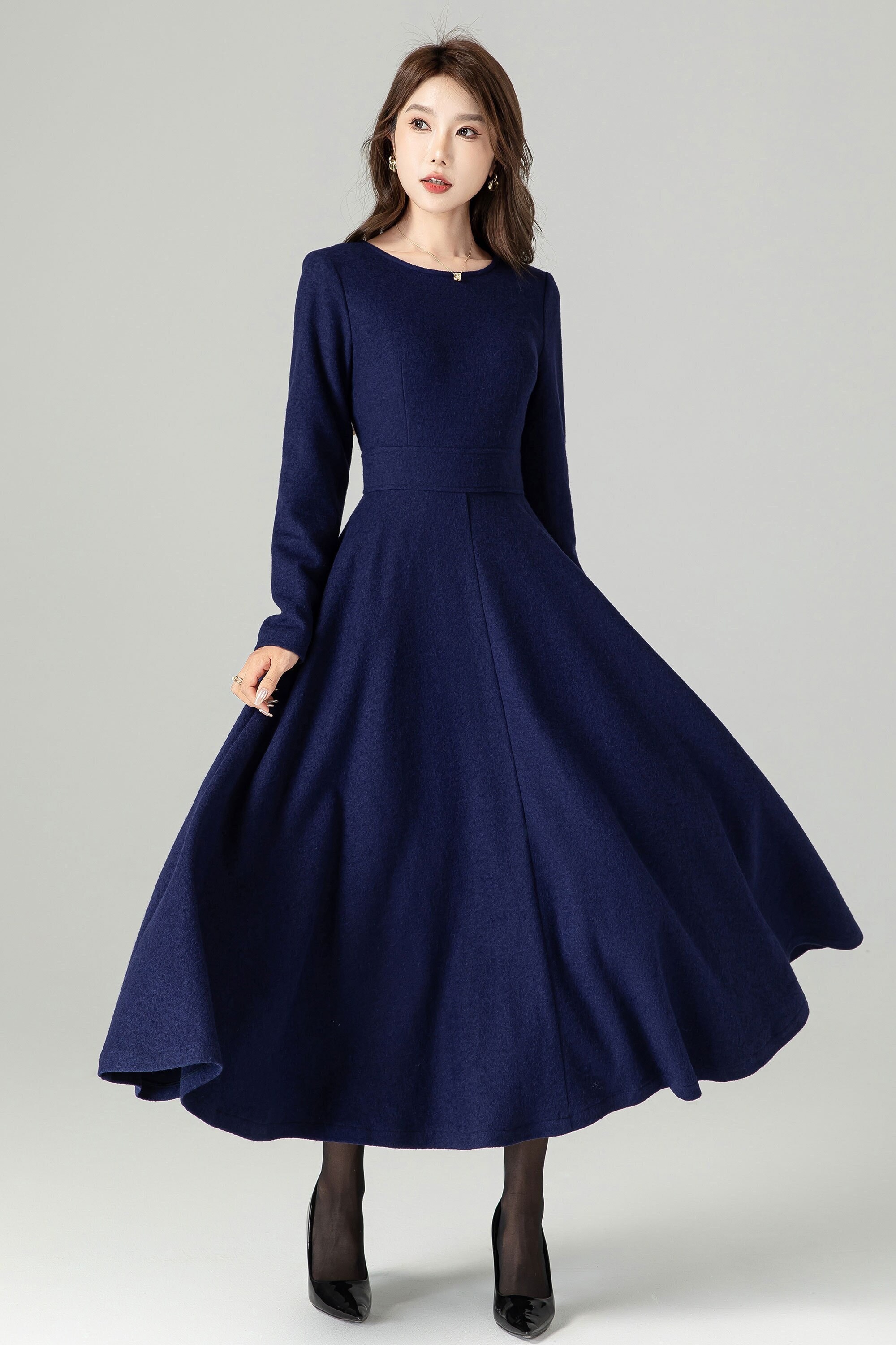 Wool Dress, Maxi Wool Skirt, Fit and Flare Dress, Blue Wool Dress, Womens Wool Dress, Swing Dress, Autumn Winter Dress, Xiaolizi 4493 - Etsy Wool Dress, Maxi Wool Skirt, Fit and Flare Dress, Blue Wool Dress, Womens Wool Dress, Swing Dress, Autumn Winter Dress, Xiaolizi 4493 - Etsy