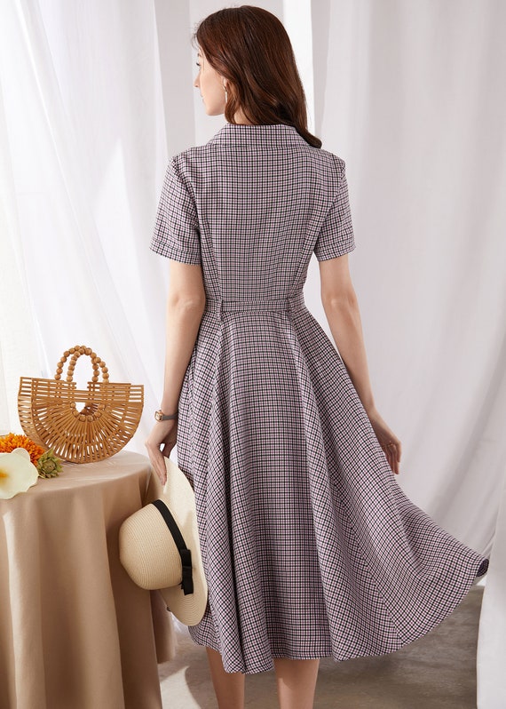 Dark green plaid Button front Dress 3383# Dark green plaid Button front Dress 3383#