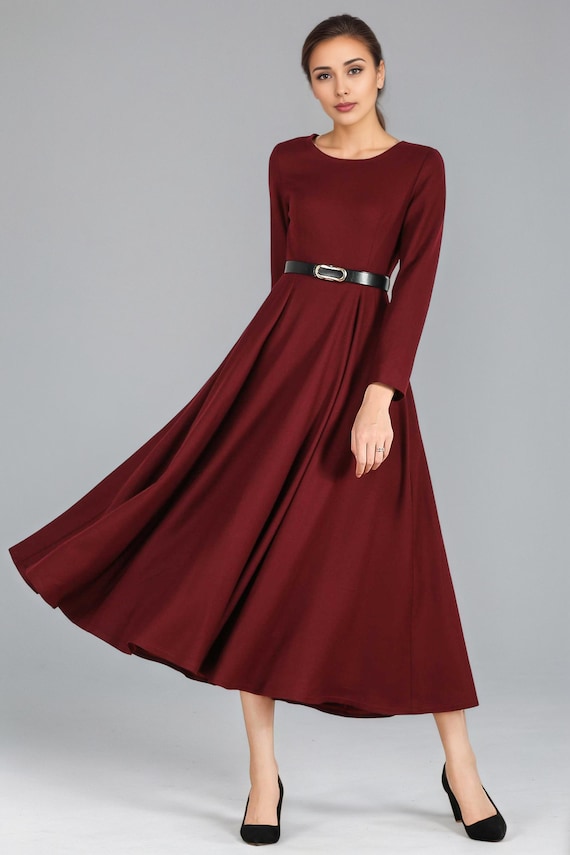 green emerald velvet dress SUNSET dress in Merlot – Elegantees main image 1