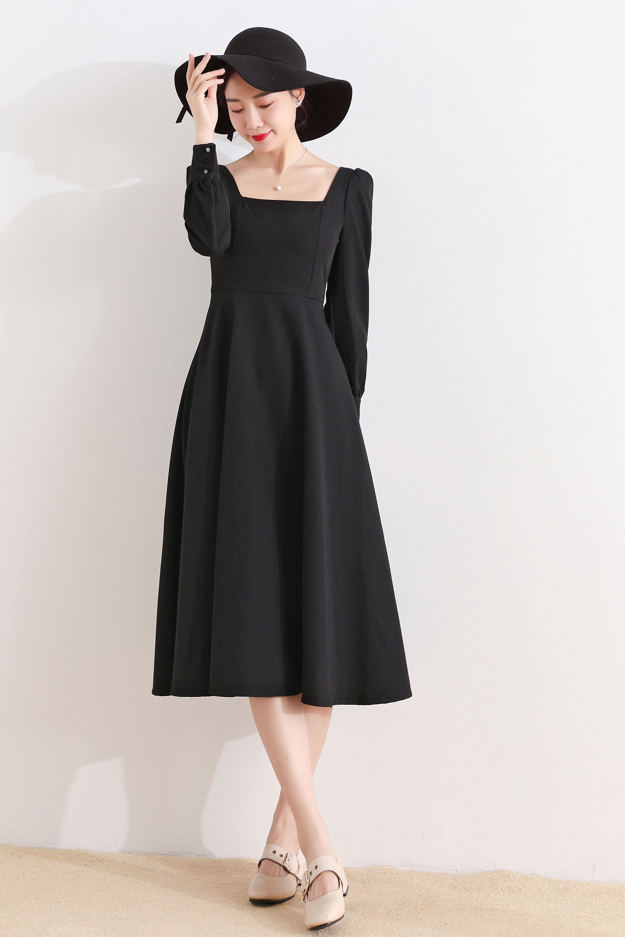 retro black dress Elegant Vintage Fit Flare Prom Formal Retro Dress Deb Shops