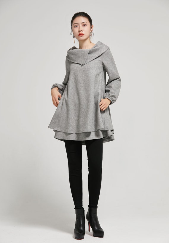 Buy Wool Dress, Gray Dress Women, Winter Tunic Dress, Tunic Dress Pockets,  Womens Dresses Casual, Fall Dress, Oversized Dress, Xiaolizi 2310 Online in  India 