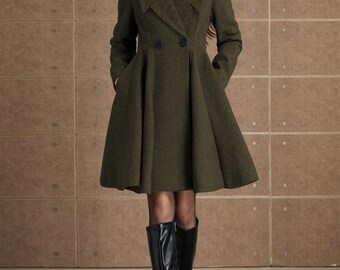 Wool-blend Coat for Fall & Winter, Elegant Double-breasted Long