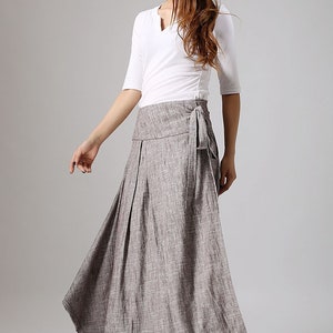 Linen skirt pockets, linen skirt, wrap skirt, linen wrap skirt, maxi skirt, womens skirts, maxi wrap skirt, linen skirt women 0872 image 7