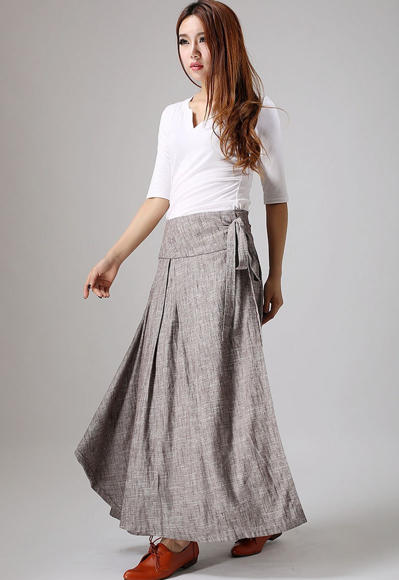 Linen skirt pockets, linen skirt, wrap skirt, linen wrap skirt, maxi skirt, womens skirts, maxi wrap skirt, linen skirt women 0872 image 7