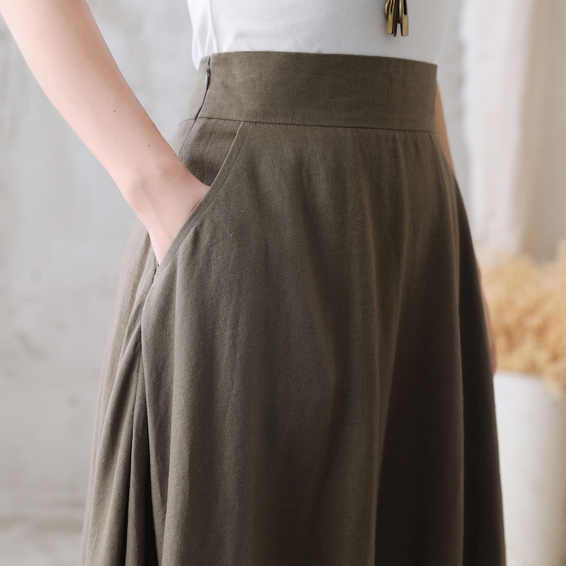 Long Linen Skirt, Linen Maxi Skirt for Women, A Line Long Skirt, High Waist Flared Skirt, Minimalist Skirt, Spring Summer Swing Skirt 2767 image 6