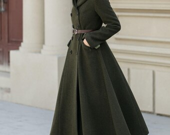 Wool Coat, Womens Coat, Winter Coat, Hooded Coat, Long Wool