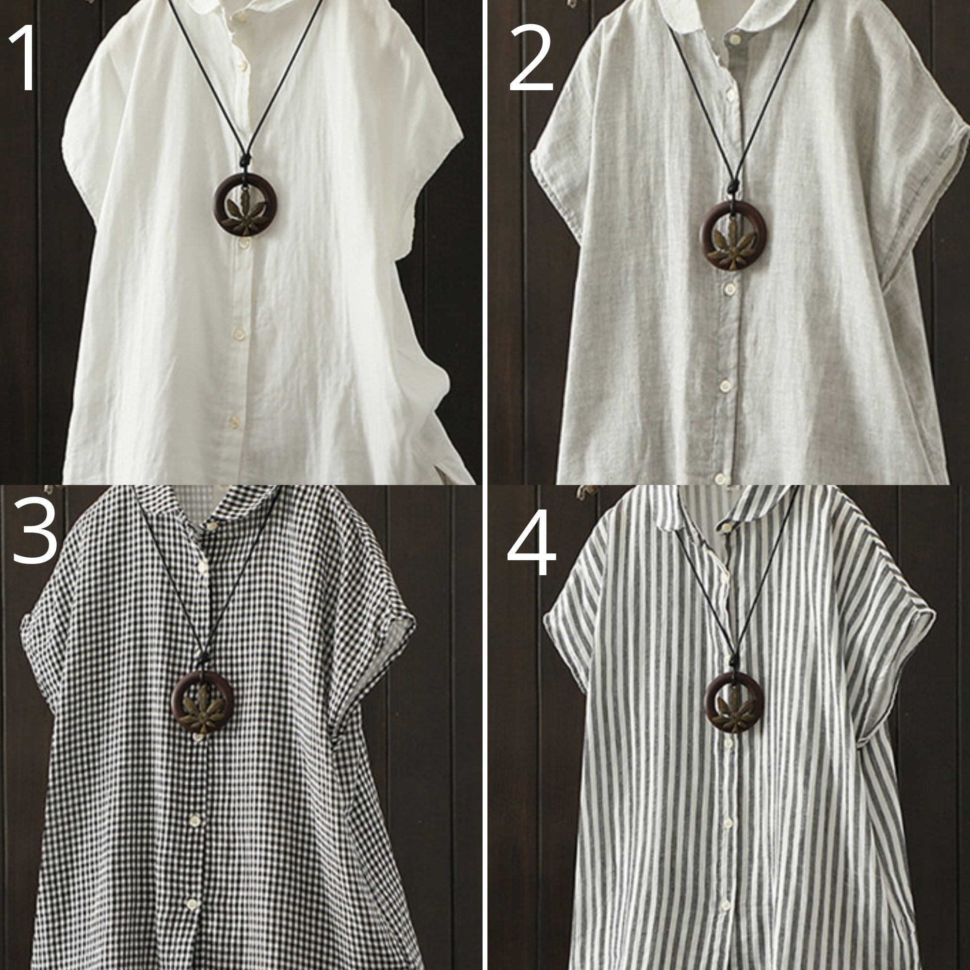 Women Plaid Short Sleeve Button Down Shirt, Summer Check