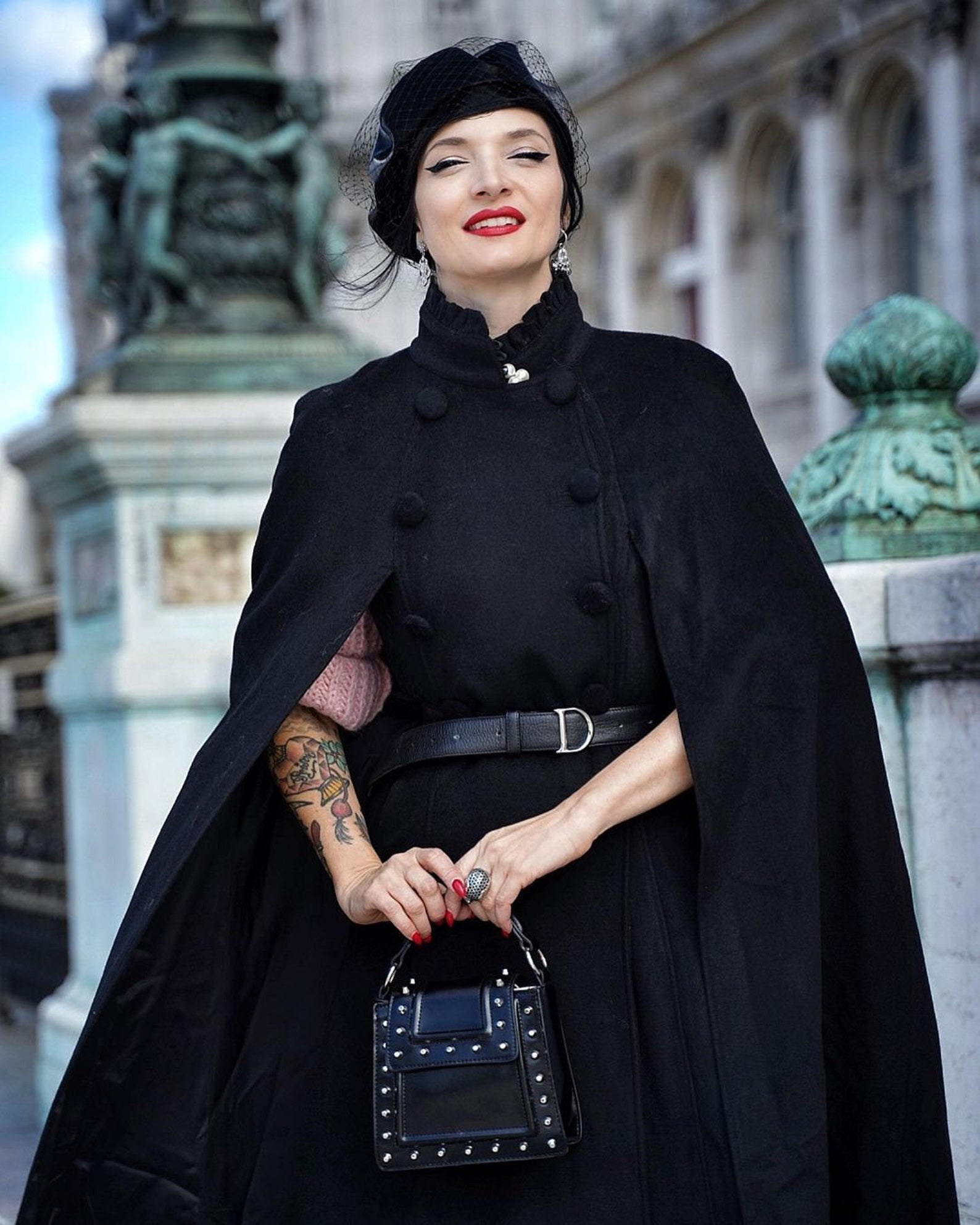 Black Wool Cape Coat for Women Plus Size Wool Cape Cloak | Etsy
