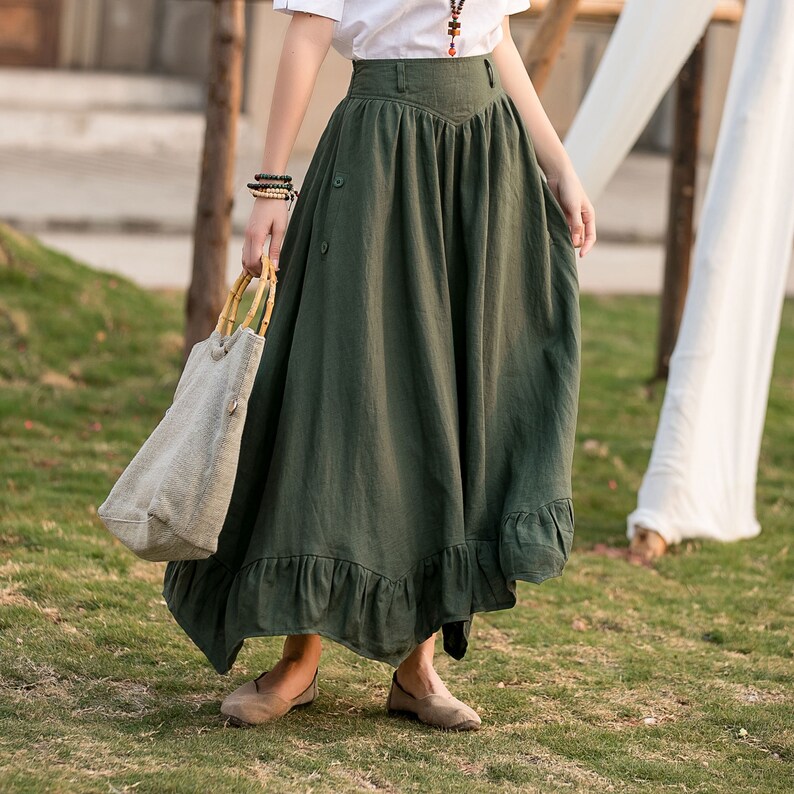 Linen Skirt Linen Skirt Plus Size Long Skirt High Waisted - Etsy