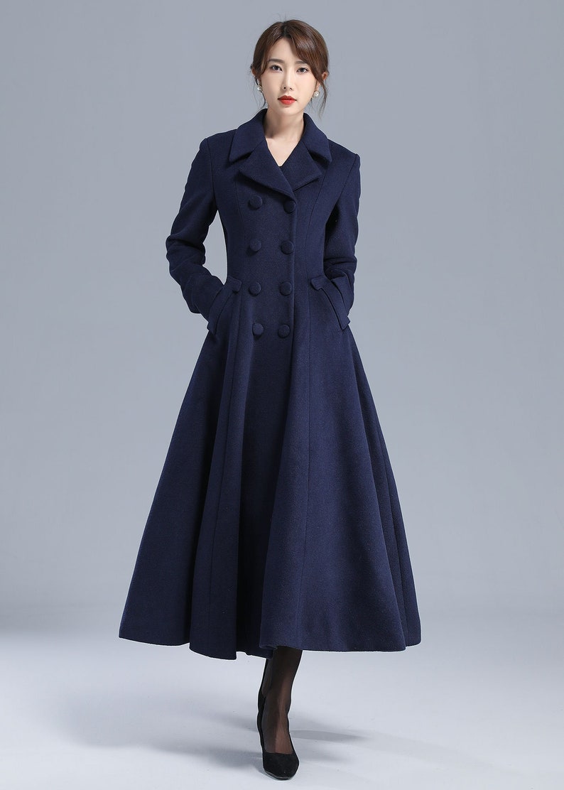 Women's Long Double Breasted Woolen Coat