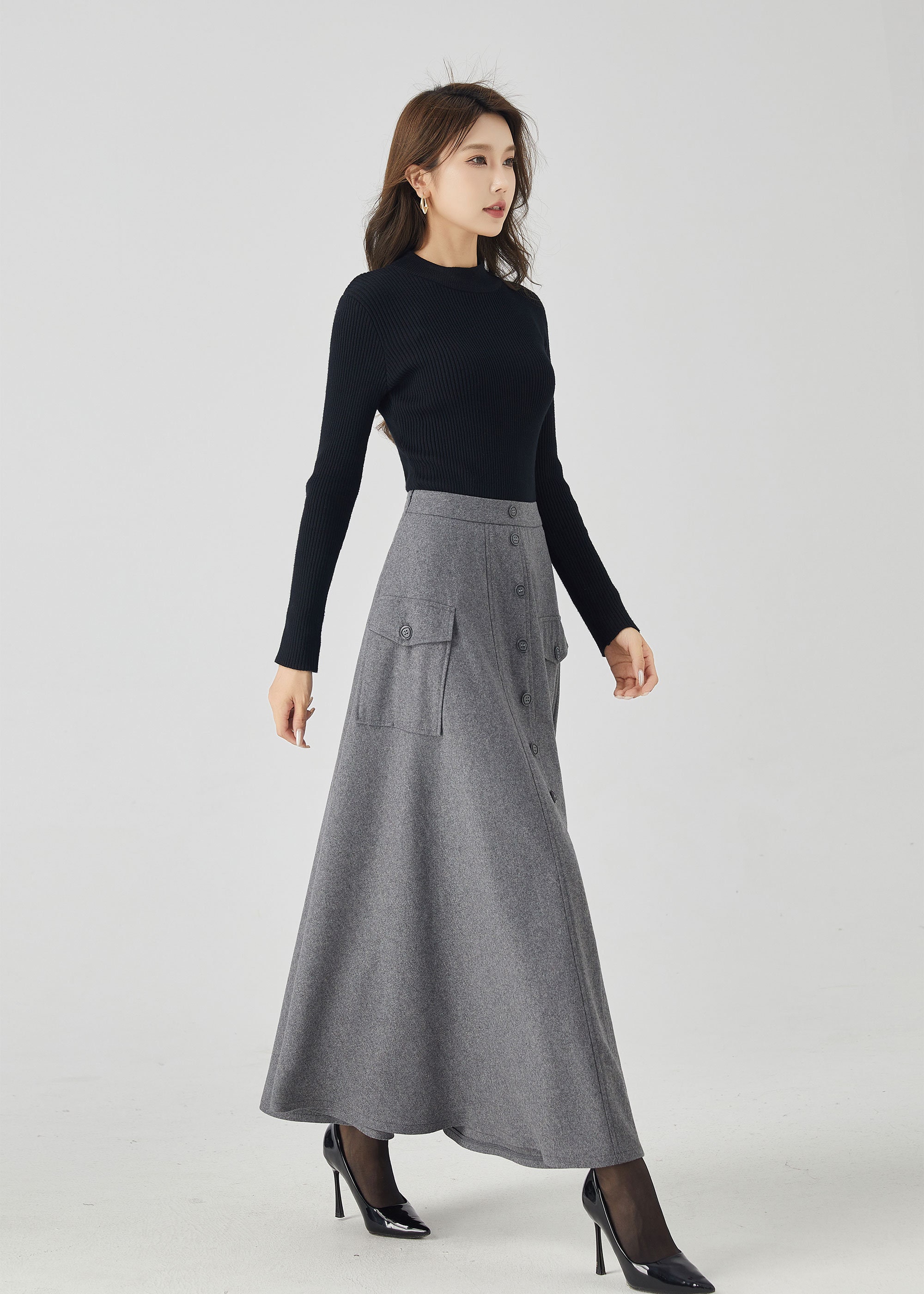 ★SCULPTOR★ Tailored Wool Skirt Gray SC24A411GY il_340x270.5335977890_ekso.jpg