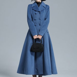 Vintage Inspired Long Wool Princess Coat Women, Fit and Flare Coat, Autumn Winter Outwear, Trench Coat, Double Breasted Coat, Xiaolizi 3127 image 6