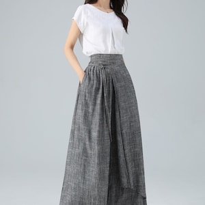 Linen pants, Skirt pants, Gray Linen pants, Wide leg pants, Capri pants, Wrap Linen pants, palazzo pants, casual pant, summer pants 4938 image 8