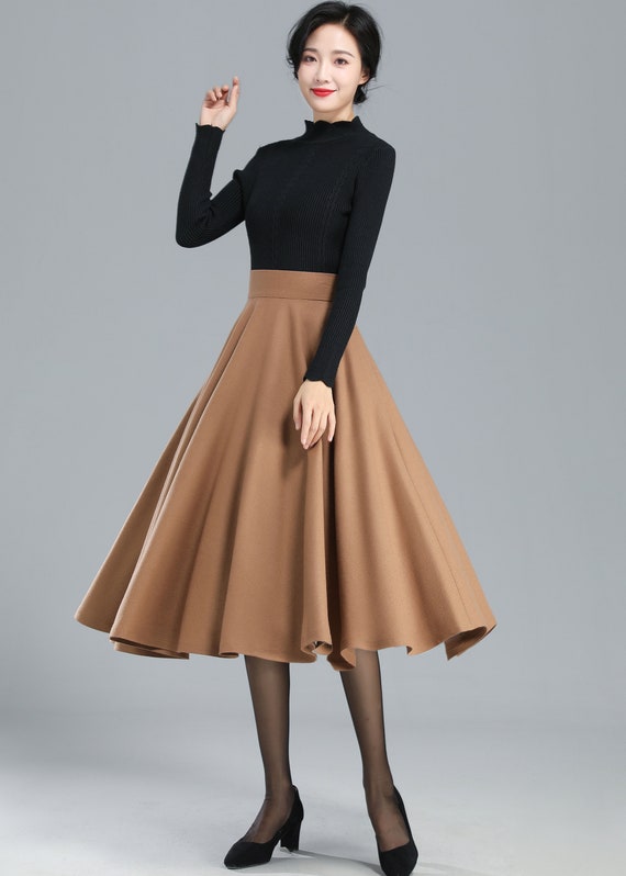 High Waist Flared Wool Winter Skirt 3247 High Waist Flared Wool Winter Skirt 3247