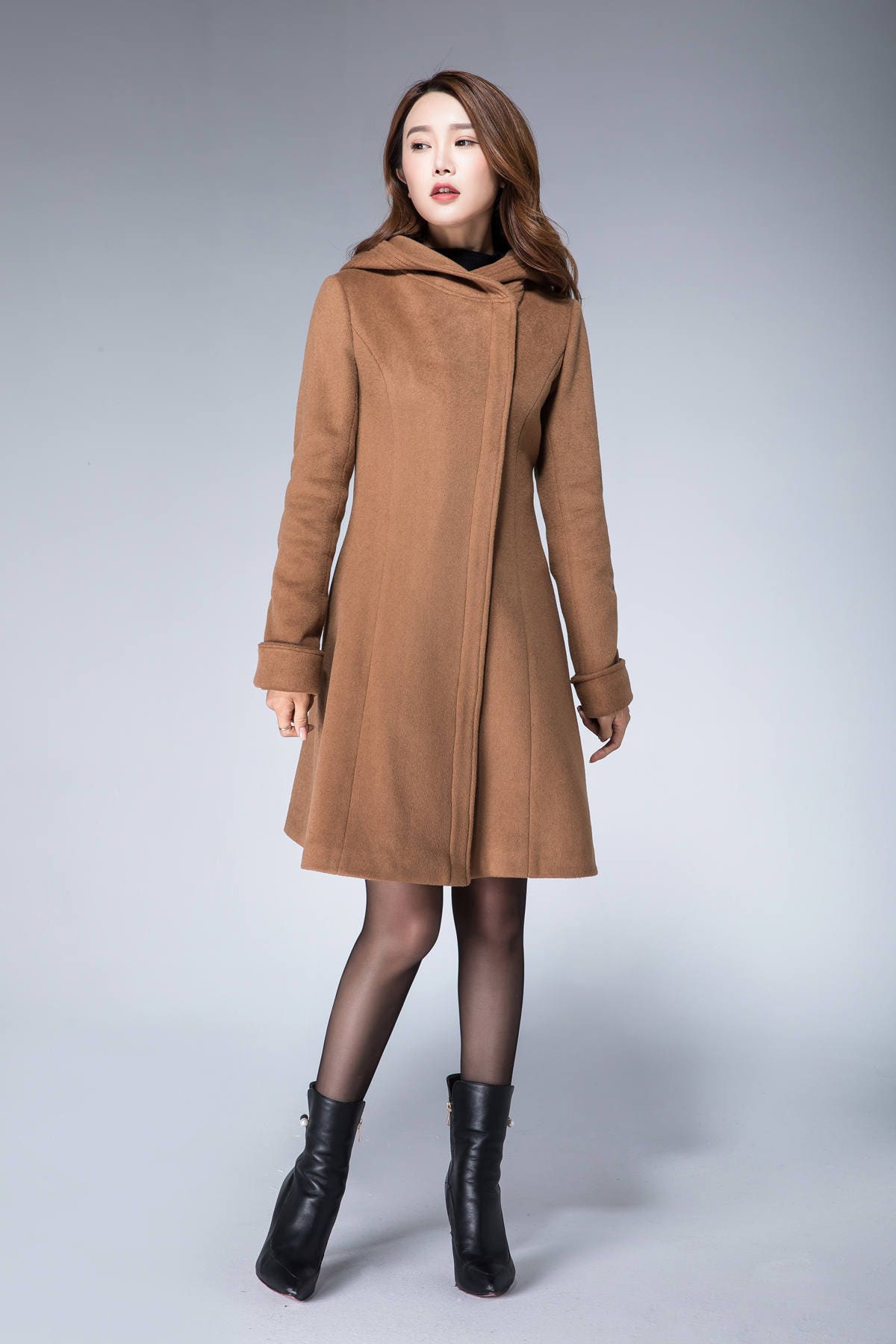 Hooded wool coat wool coat camel coat winter coat women Etsy